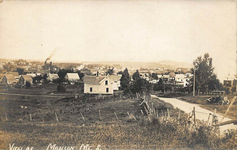 View of Madison ME Eastern Illustrating Camera Photo Truck on Right Side RPPC