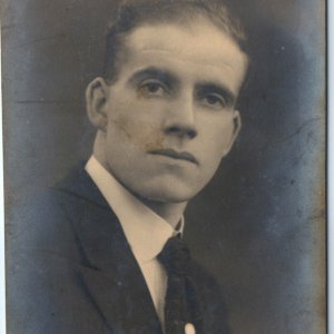 c1910s Sunderland, England Man Portrait RPPC British Hancock Real Photo PC A139