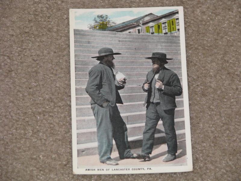 Amish men Of Lancaster County, PA., unused vintage card