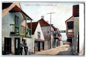 St. Augustine Florida Postcard Charlotte Street Exterior Building c1905 Vintage