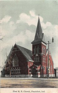 G87/ Frankfort Indiana Postcard c1910 First M.E. Church Bulding