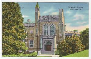 University Library Bethlehem Pennsylvania linen postcard