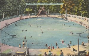 Postcard Swimming Pool Moore's Park Lansing MI