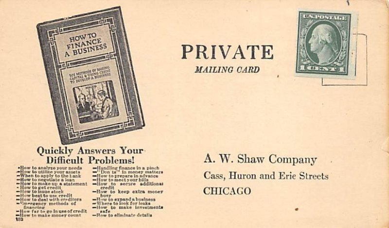 AW Shaw company Chicago, Illinois, USA Advertising Unused 