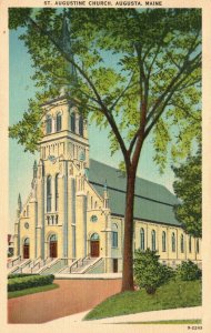 Vintage Postcard 1930's St. Augustine Church Augusta Maine ME Pub. American Art