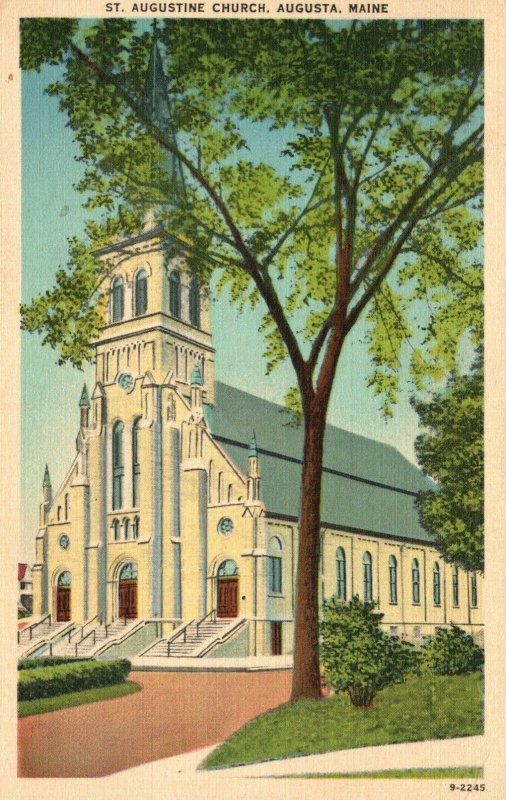 Vintage Postcard 1930's St. Augustine Church Augusta Maine ME Pub. American Art