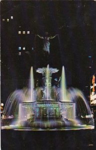 Ohio Cincinnati Fountain Square At Night