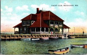 Vintage Postcard YACHT CLUB, MILWAUKEE, WI 1909 Delavan WI JX6