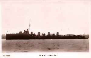 British Royal Navy HMS Amazon c.1910 WWI RPPC Vintage Postcard