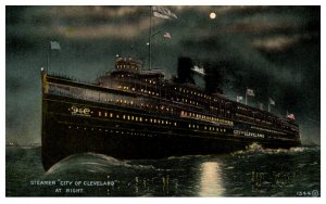 Steamer City of Cleveland at night