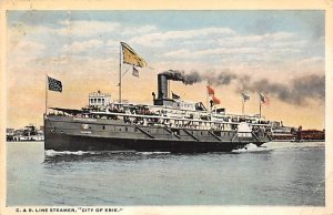 City of Erie Ferry & Paddle Boats Ship 1916 