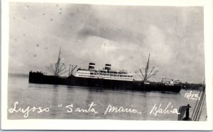 1910s Steam Ship at Forte de Santa Maria Bahia Brazil Real Photo Postcard