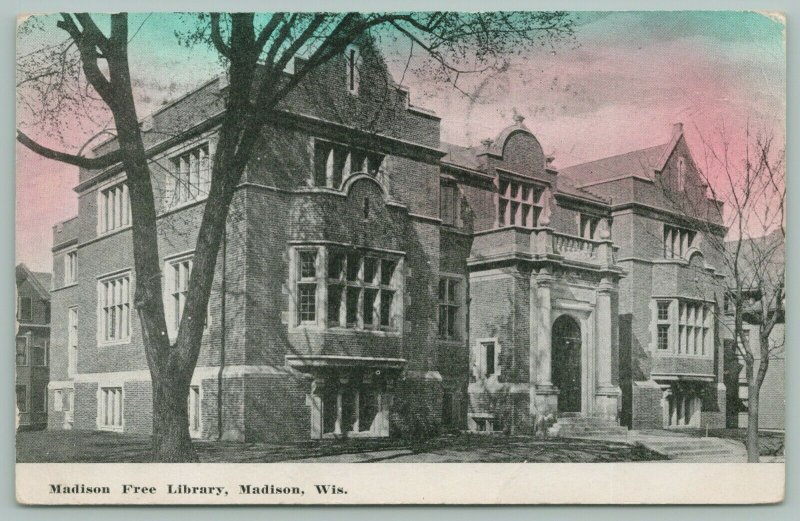 Madison Wisconsin~Madison Free Library~c1910 Postcard