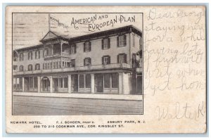 1906 American and European Plan Newark Hotel Asbury New Jersey NJ Postcard