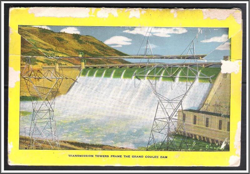 Washington, Grand Coulee Dam Greetings From Souvenir Folder - [WA-026X]