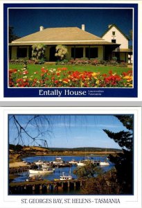 2~4X6 Postcards Tasmania, Australia ENTALLY HOUSE & ST GEORGES BAY Harbor~Boats