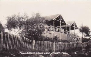 Maine Grand Lake Stream Twin Sisters Camps Real Photo RPPC