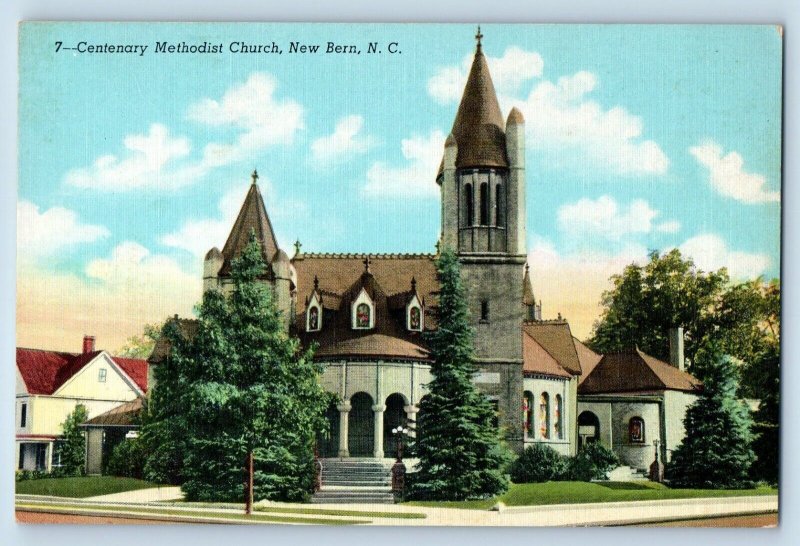 New Bern North Carolina NC Postcard Entrance To Centenary Methodist Church