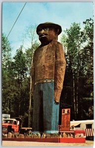 Giant Smokey Bear Weird Woods Revelstoke BC Canada UNP Chrome Postcard L13