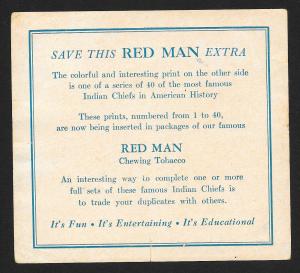 VICTORIAN TRADE CARD Red Man Tobacco American Indian Chiefs Keokuk's Son