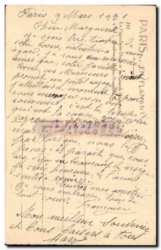 Old Postcard The Paris Porte St Denis and the boulevards