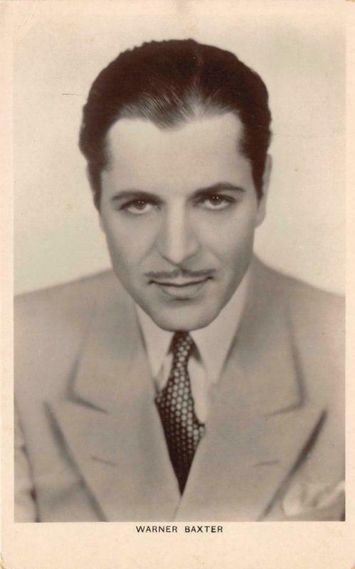 WARNER BAXTER Movie Star Film Actor c1920s RPPC Vintage Postcard