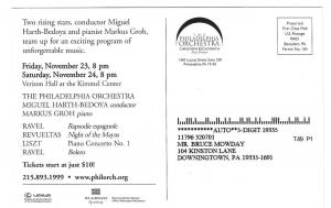 Philadelphia Orchestra Night of the Mayas Concert Postcard