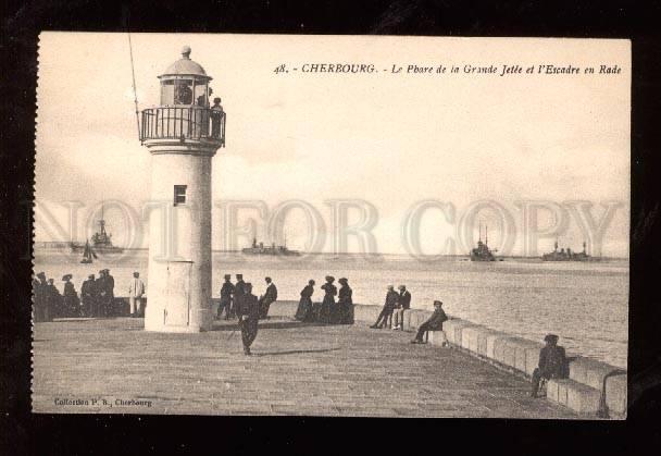 015077 FRANCE LIGHTHOUSE & SQUADRON in Cherbourg Vintage PC