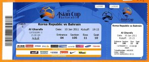 C2400 - Old FOOTBALL MATCH TICKET - 2011 KOREA REPUBLIC VS BAHRAIN-