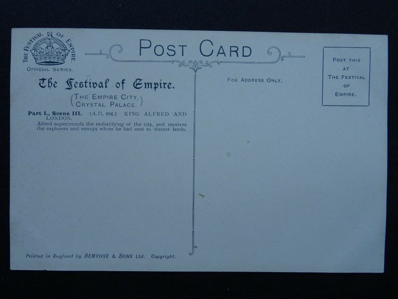 London Crystal Palace KING ALFRED Saxon - The Festival of Empire c1911 Postcard