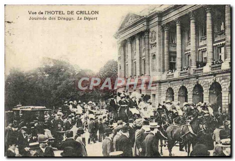 Old Postcard View of Paris L & # 39Hotel De Crillon Day of Draggs The departu...