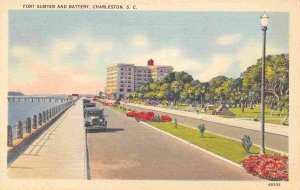 Fort Sumter and Battery Charleston South Carolina linen postcard