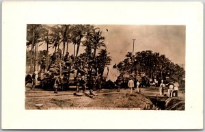 US Army - Soldiers Pitching Tents & Preparing Camps Real Photo RPPC Postcard