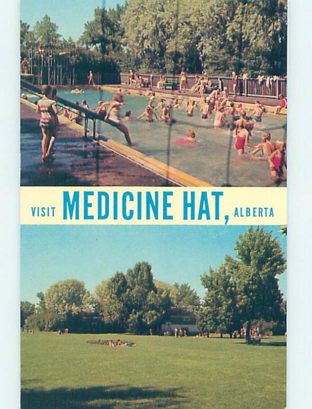 Pre-1980 SWIMMING POOL SCENE Medicine Hat Alberta AB AF2370