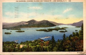 New York Lake George Hundred Islands and Tongue Mountain The Narrows 1947 Cur...