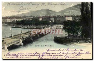 Old Postcard Geneva and Mont Blanc