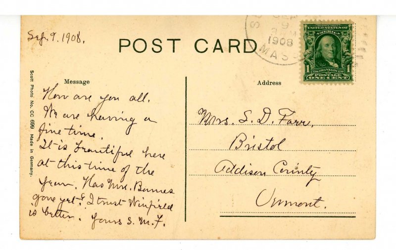 MA - Sunderland. Post Office, Library & Street