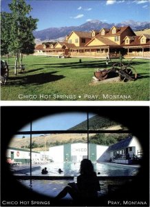 2~4X6 Postcards PRAY MT Montana CHICO HOT SPRINGS Hotel & Swimming Pool ROADSIDE