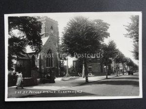 Old Thatched Farm Cottage with Geese in Yard - Old RP Postcard unknown location