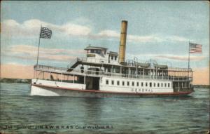 Wickford RI Steamer Boat GENERAL N&W RR&S Co c1910 Postcard