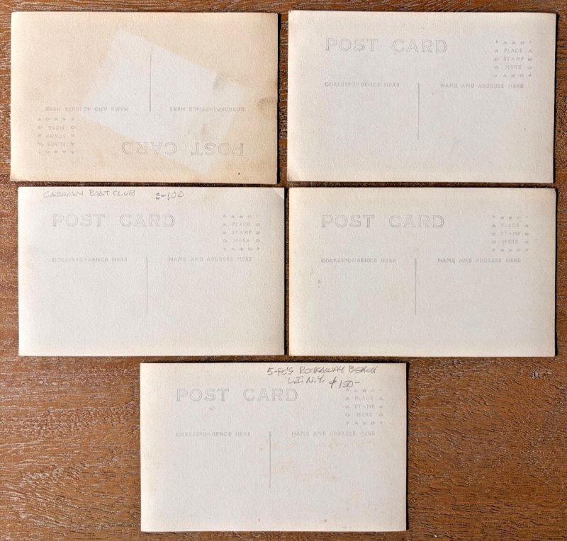 Lot of 5 RPPCs Rockaway Beach New York Boardwalk Storm Damage Cassian Boat Club