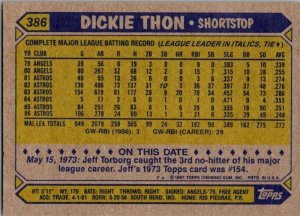 1987 Topps Baseball Card Dickie Thon Houston Astros sk3371