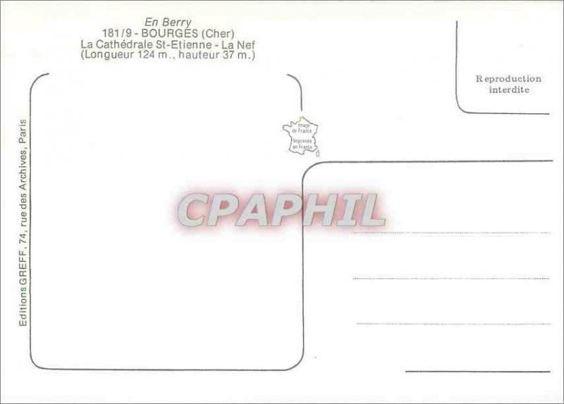 Modern Postcard Bourges Cher Cathedral St Etienne La Nave