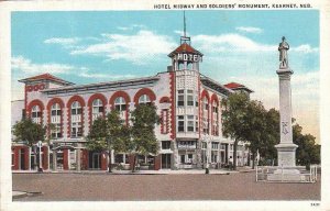 Postcard Hotel Midway + Soldiers' Monument Kearney Nebraska