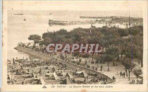 Old Postcard Royan Square Botton LIVE and two piers