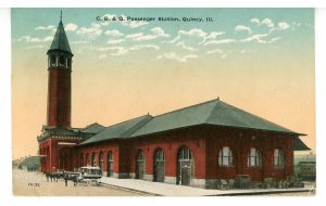 IL - Quincy. Chicago, Burlington & Quincy Railroad Passenger Station circa 1910