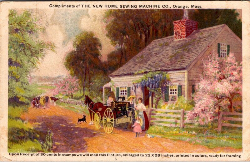 New Home Sewing Company Orange Massachusetts Advertising Vintage Postcard