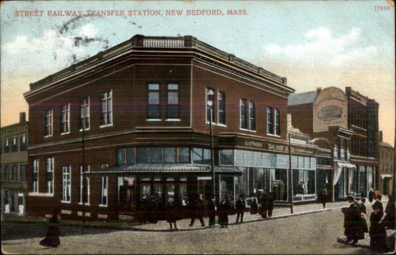 New Bedford MA Railway Transfer Station c1910 Postcard