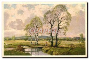 Old Postcard Fantasy Illustrator Forest Landscape