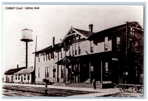 c1908 CM&STP Depot Calmar Iowa Vintage Train Depot Station RPPC Photo Postcard